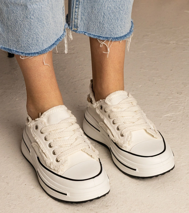 Gemre Adidași albi de damă cu talpă groasă Kallara