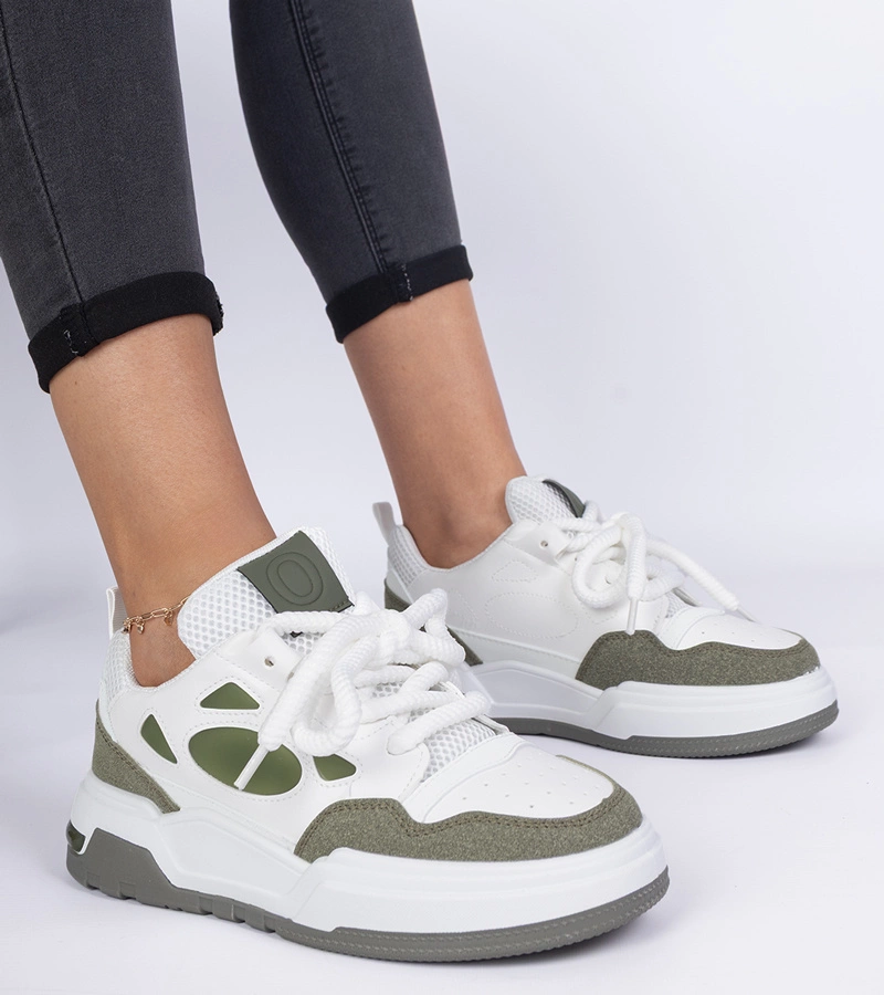 Gemre Adidași verzi pentru femei cu șireturi masive Alpacco