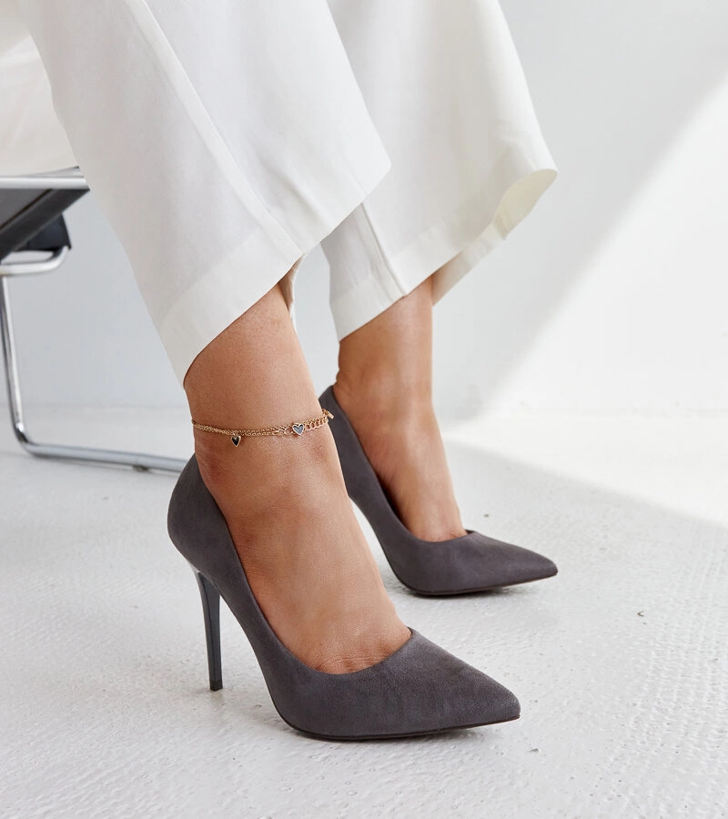 Gemre Tocuri gri închis cu inserție de piele Amedie