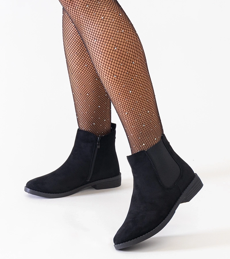 Gemre Botine negre clasice cu inserție elastică din ecou-suede Maiza.