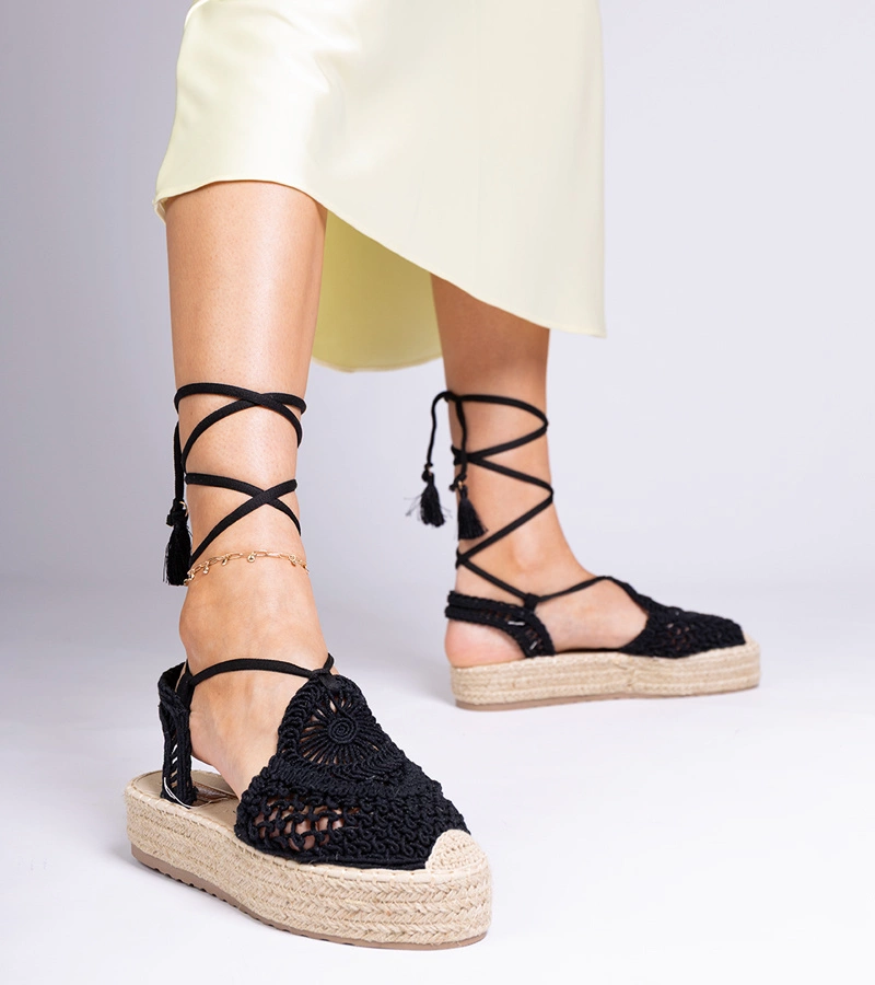 Gemre Sandale negre espadrile împletite Lemura