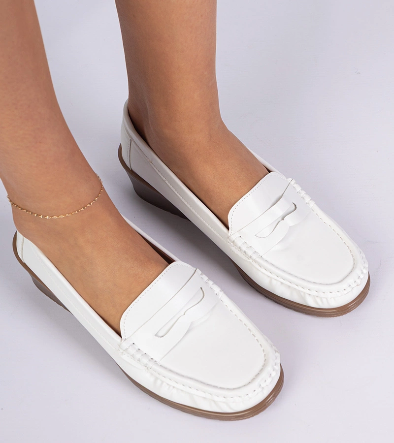 Gemre Mocasini albi de damă cu platformă Zorani