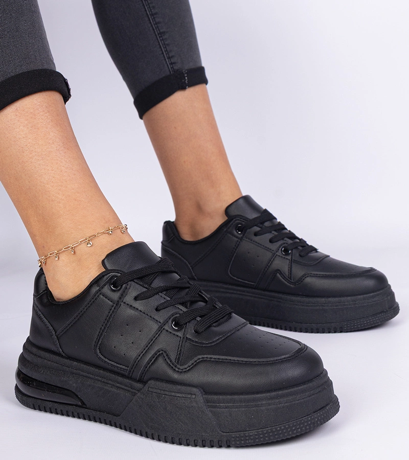 Gemre Adidași negri de damă cu talpă groasă Rossio