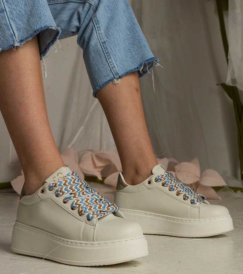 Gemre Adidași bej pentru femei cu șireturi masive Kessa