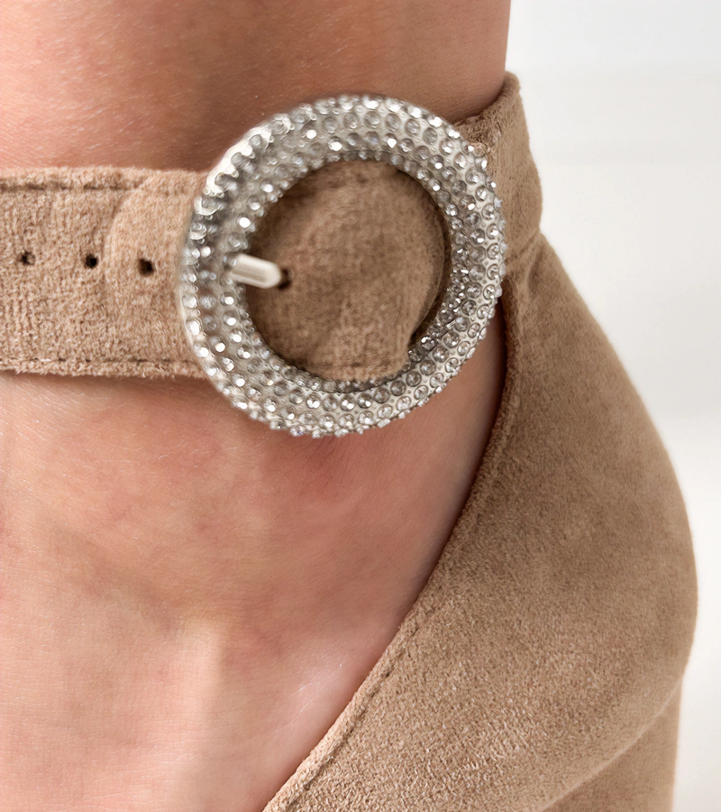 marka niezdefiniowana Pantofi maro cu toc gros cu cataramă și pietre Vellus