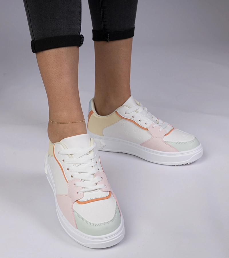 Gemre Pantofi sport alb-galbeni din piele ecologică Lavilia