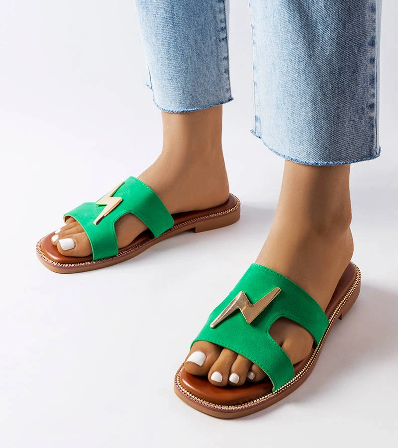 Gemre Green flat mules Leyra