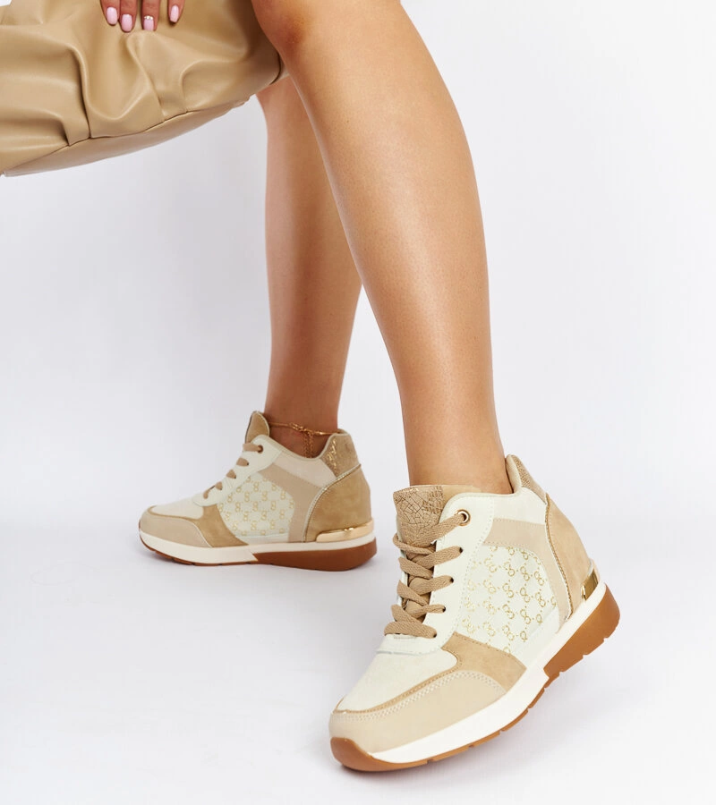 Gemre Sneakers bej cu platformă ascunsă Chestnut
