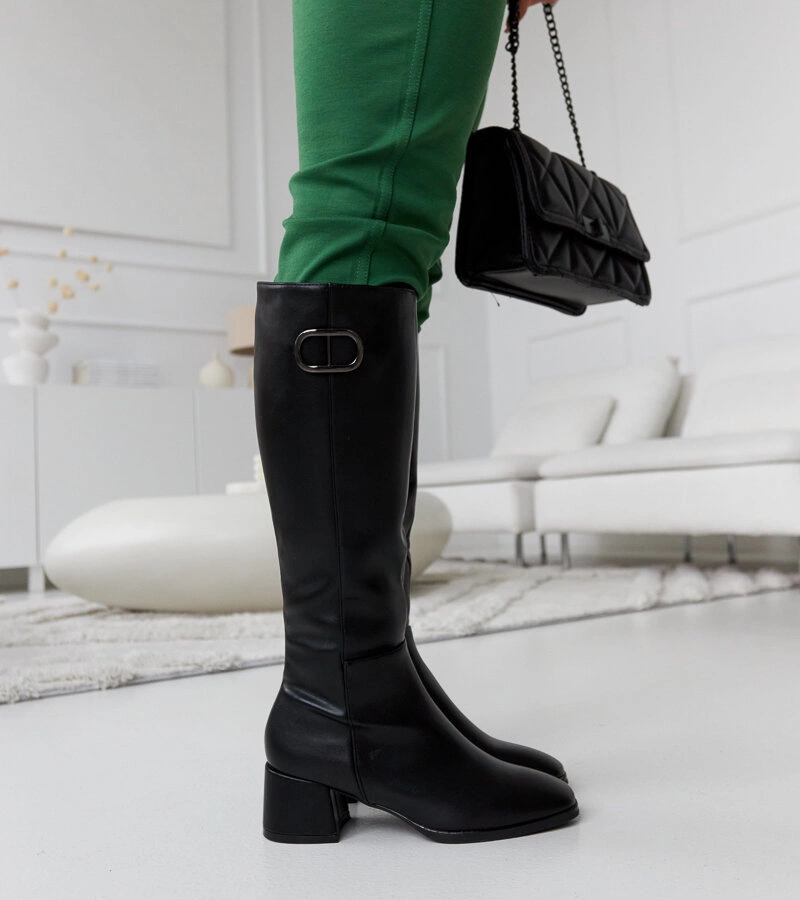 Gemre Cizme negre cu catarama decorativa Sydney