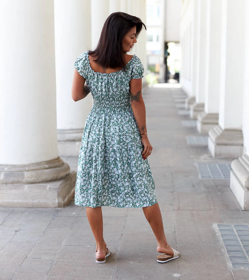 Gemre Rochie verde cu flori de Carita