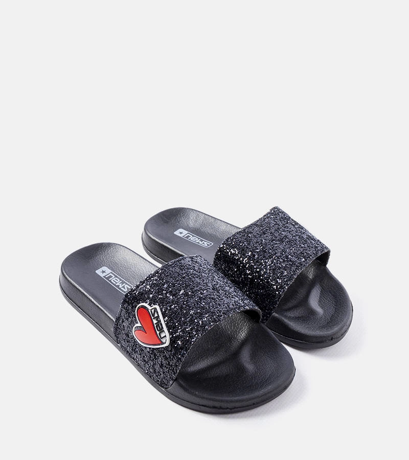 marka niezdefiniowana Flip-flops negri cu sclipici pentru copii de la Boncoeur