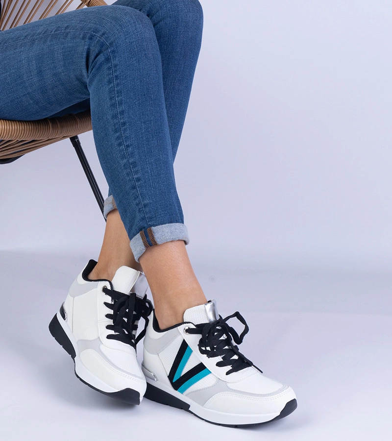 Gemre Adidași albi de damă cu platformă ascunsă Ninella