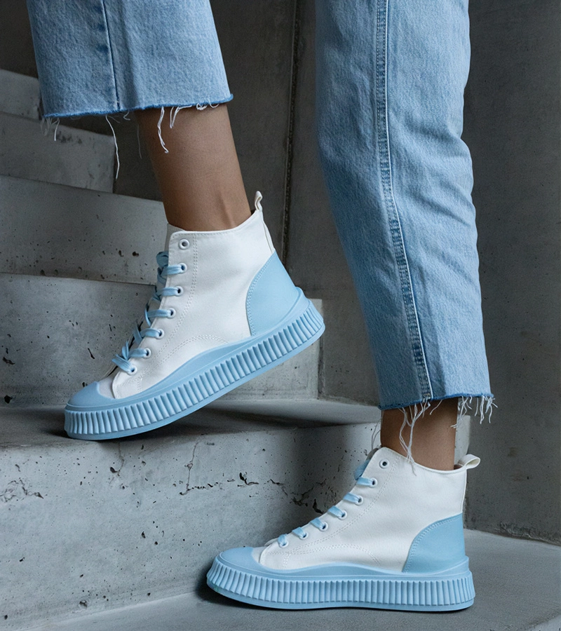 Gemre Adidași alb-albaștri pe platformă Terri