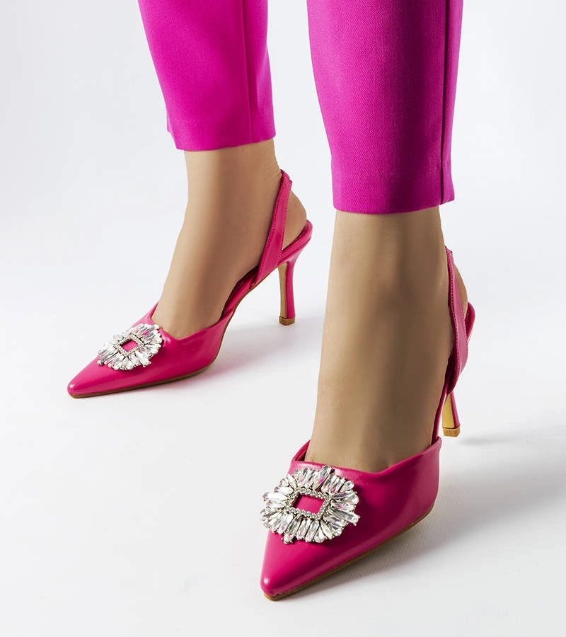 Gemre Stilettos roz cu zirconiu Moïse