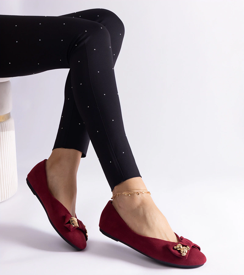 Gemre Balerini bordo decorați cu fundiță și broșă Esdras