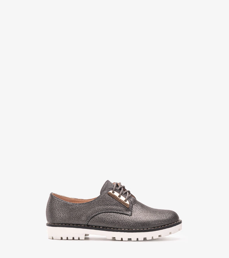 Gemre Pantofi pentru copii Runa negri lucioși Runa half shoes pentru copii