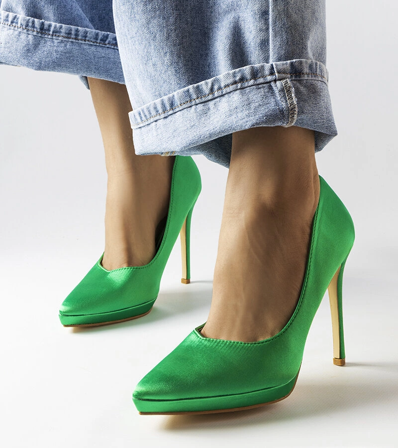 Gemre Pantofi stiletto din satin verde Silje