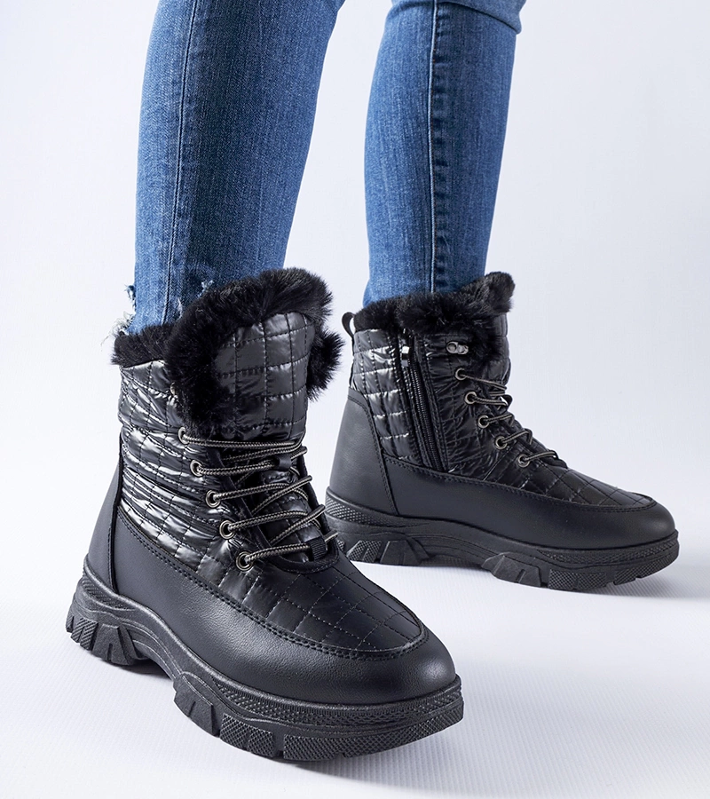 Gemre Black insulated platform snow boots Dwayn