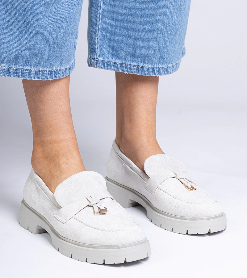 Gemre Pantofi eleganți gri din piele ecologică cu ornament Marsella