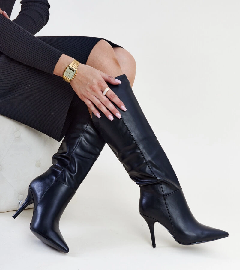 Gemre Cizme negre cu toc înalt Petty