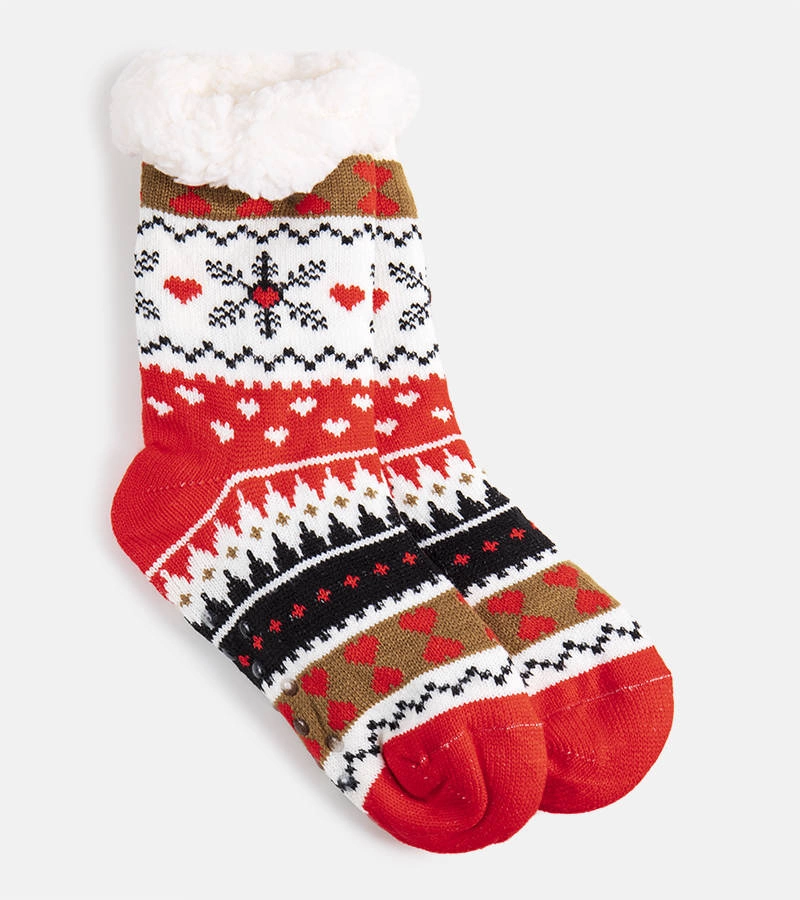 Gemre Șosete de iarnă portocalii cu piele de oaie Grondi