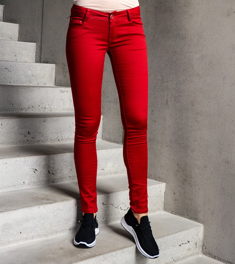 Gemre Pantaloni slim cu talie înaltă de culoare roșie Eglantine