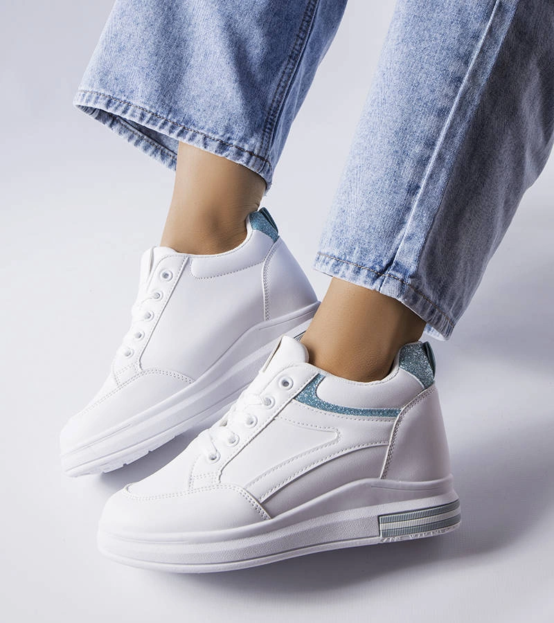 Gemre White sneakers with glitter inserts Bonevil