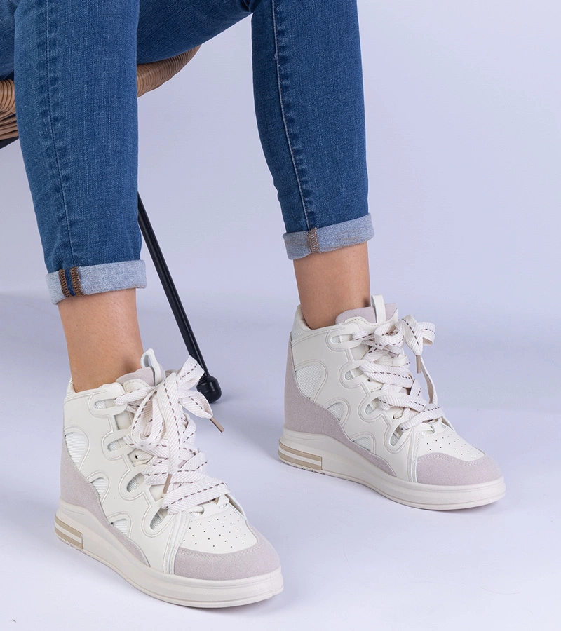 Gemre Adidași albi de damă cu șireturi groase Gralina