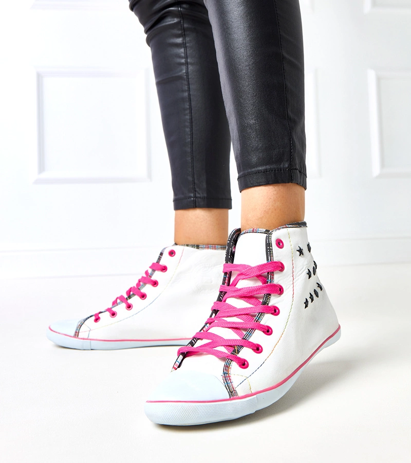Gemre Adidași albi până la gleznă cu model geometric Kalert