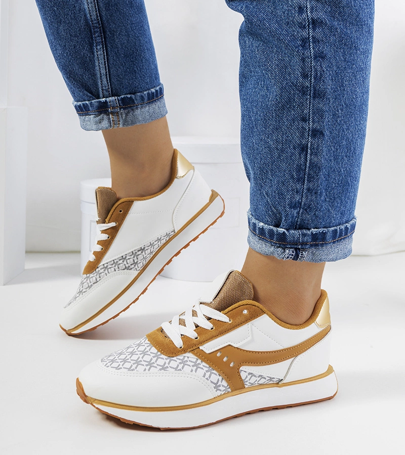 Gemre White and brown women's sneakers Chiara
