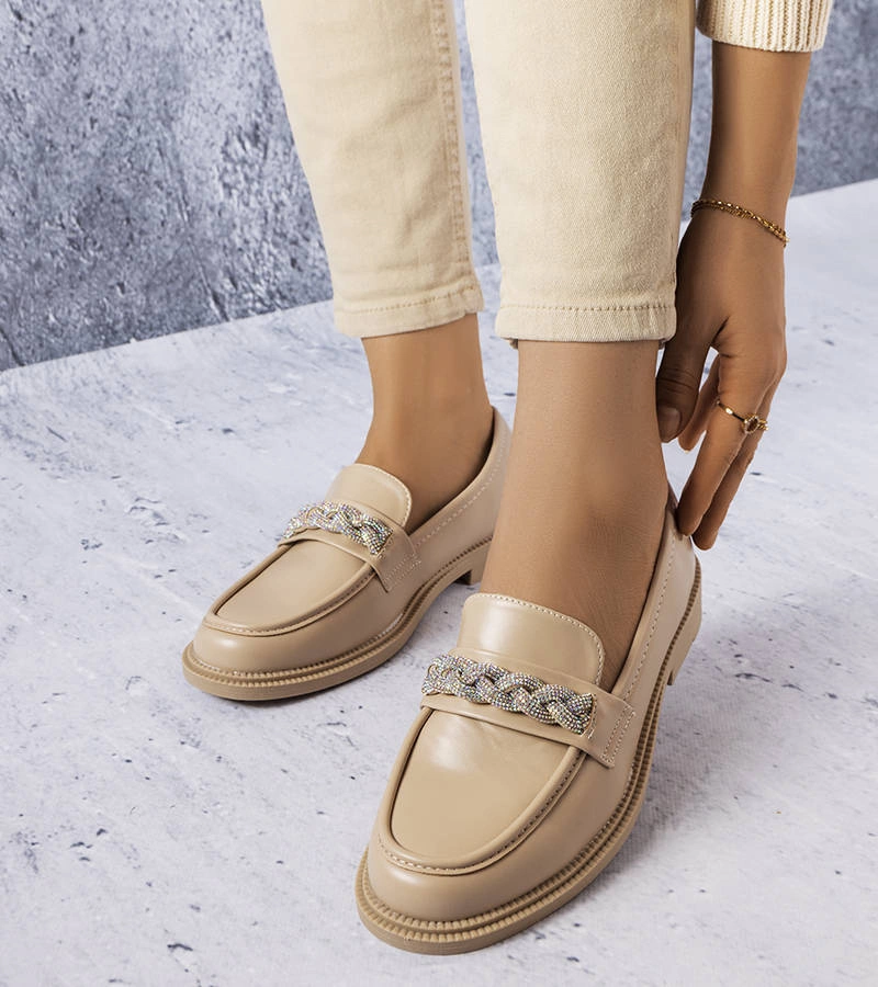 Gemre Beige loafers with rhinestones Colette