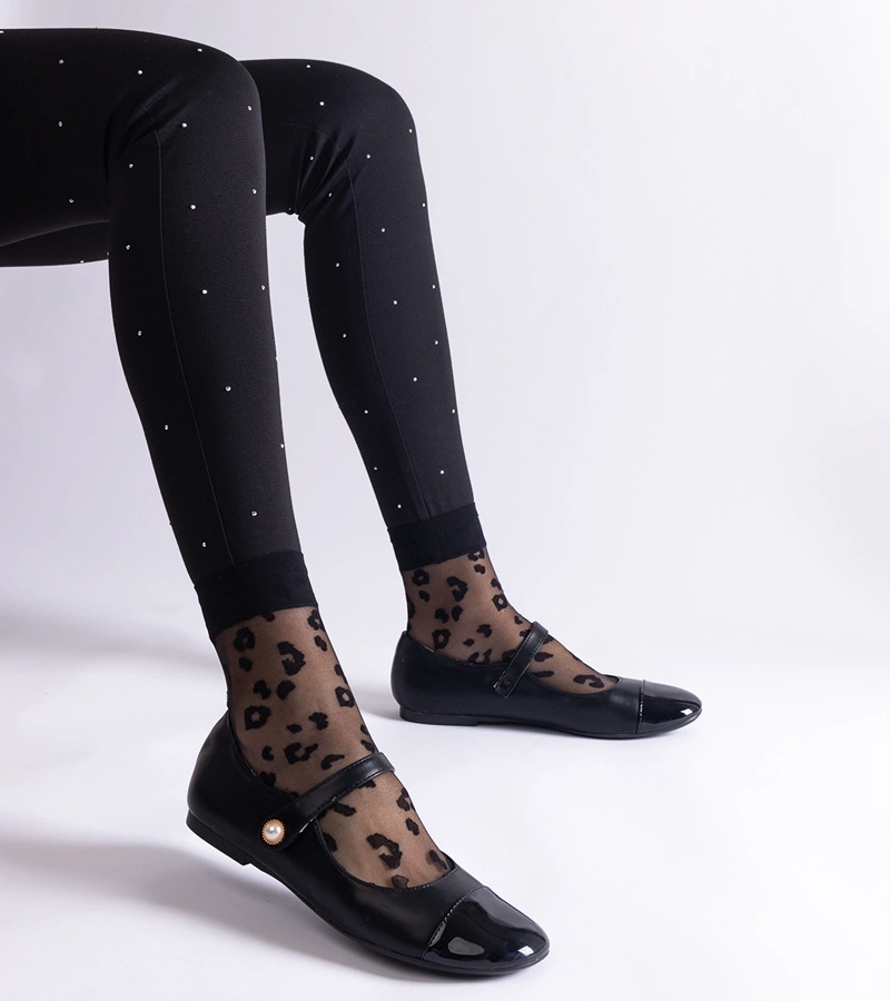 Gemre Balerini negri cu vârf lăcuit cu închidere velcro Jaures