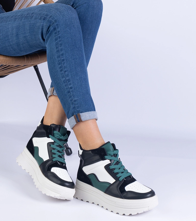 Gemre Adidași sport alb-negru pentru femei pe platformă Sunline