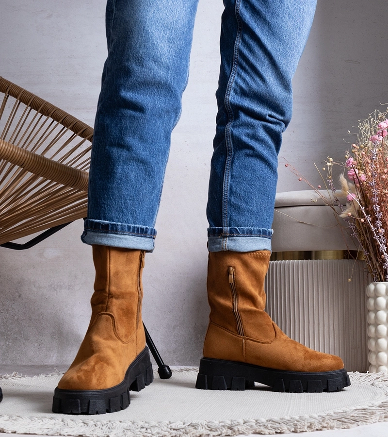 Gemre Brown platform ankle boots Conco