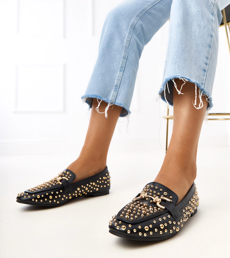 Gemre Mocasini negri decorați cu ținte Lea