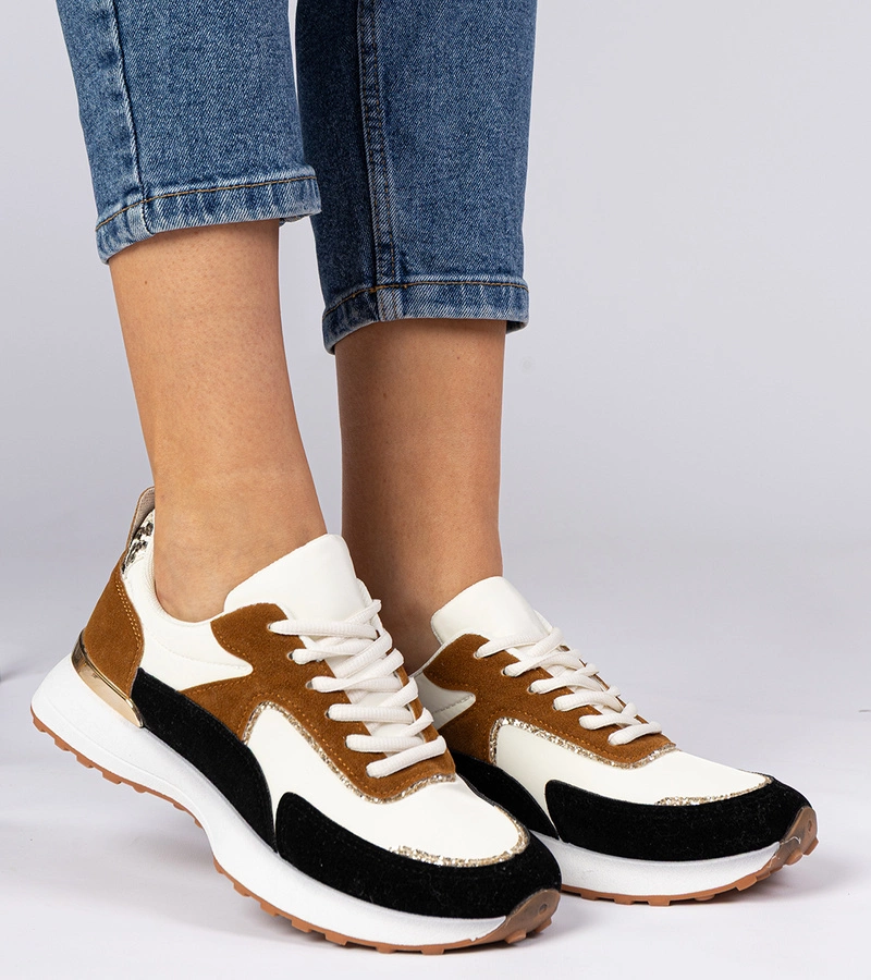 Gemre White and black women's sneakers with glitter Elizar