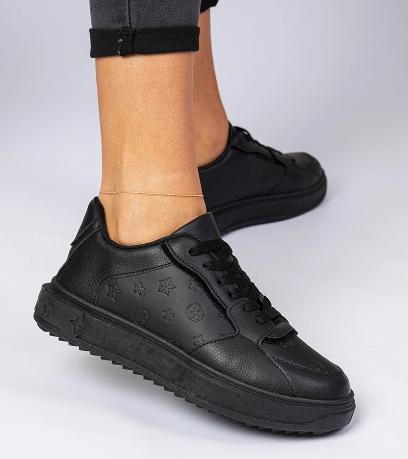 Gemre Black sports eco-leather sneakers Lavilia