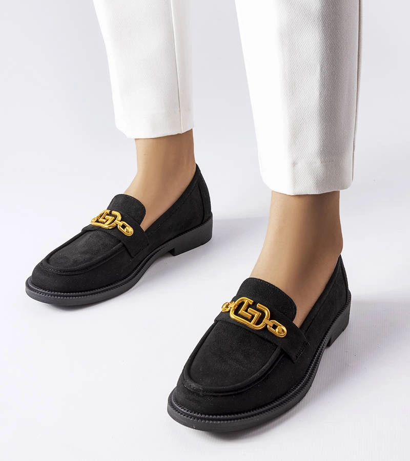 Gemre Black elegant loafers with Ouellet embellishment