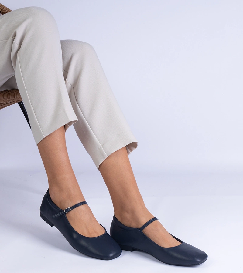 Gemre Balerini clasici bleumarin din piele ecologică Grenada