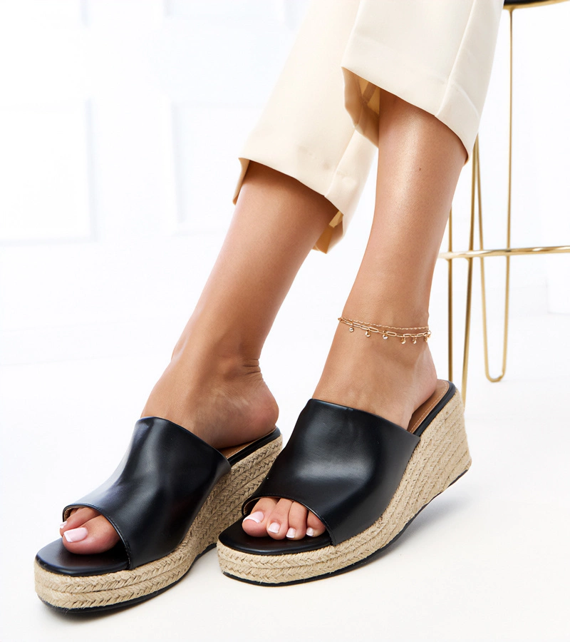 Gemre Sandale negre espadrile cu platformă Felicity