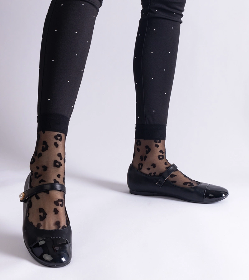 Gemre Balerini negri cu vârf lăcuit cu închidere velcro Jaures