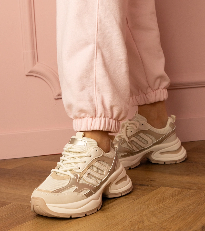 Gemre Beige Aries chunky sole sports sneakers