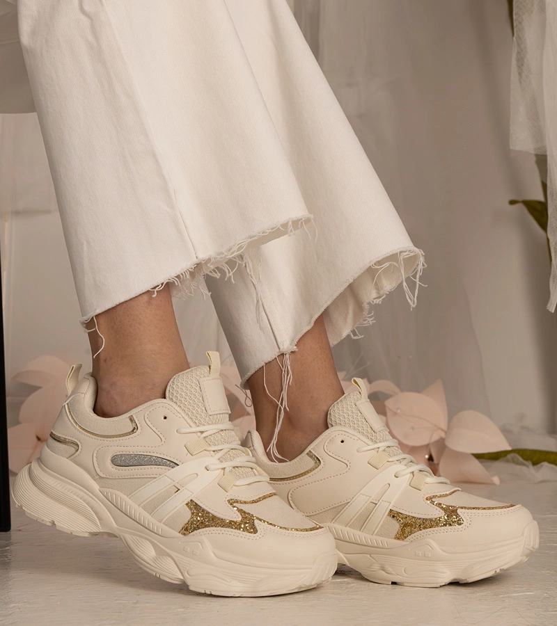 Gemre Adidași sport bej pentru femei cu sclipici Maleda