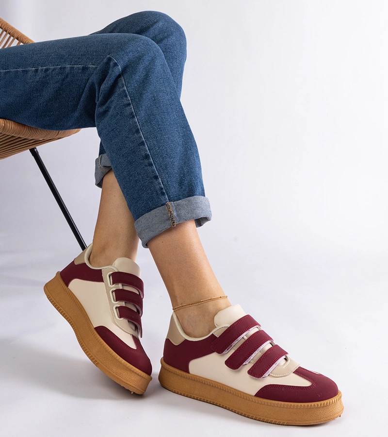 Gemre Burgundy Velcro Sneakers Mena