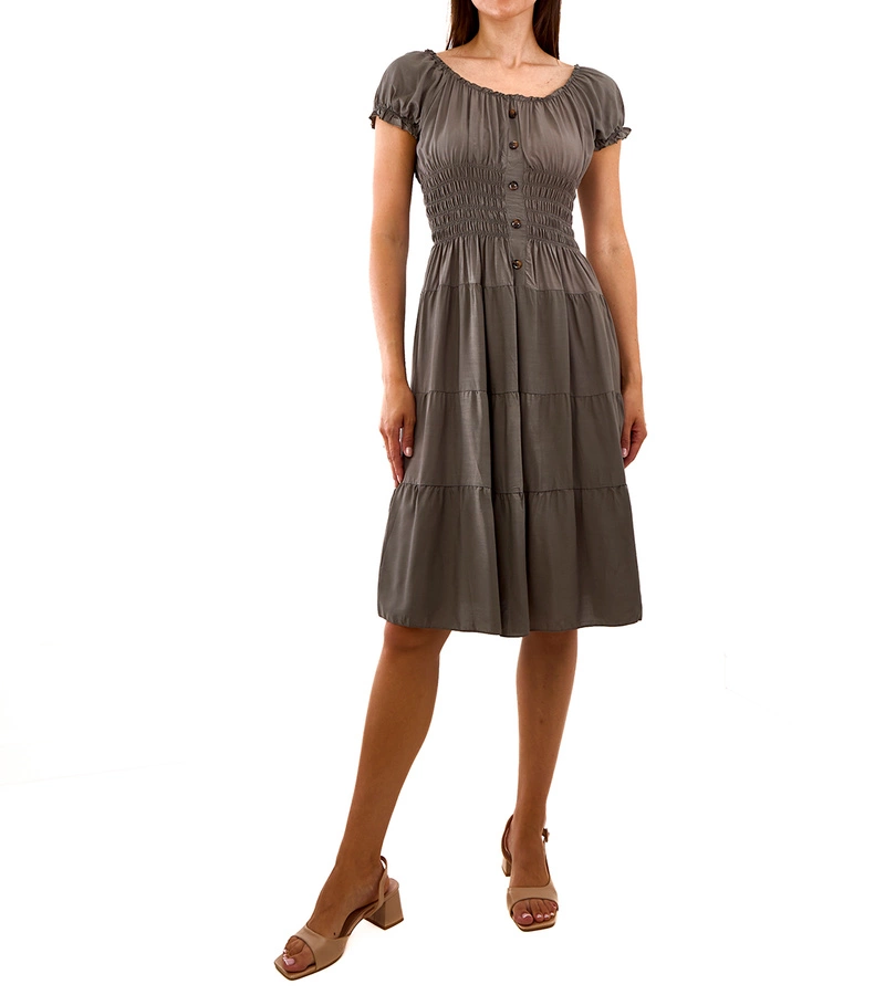 Gemre Rochie midi verde cu pliuri Berry