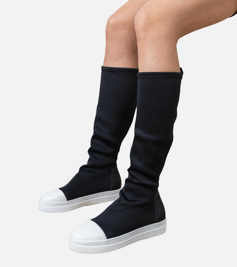 Gemre Cizme sport negre din material textil cu partea superioară elastică Lussa