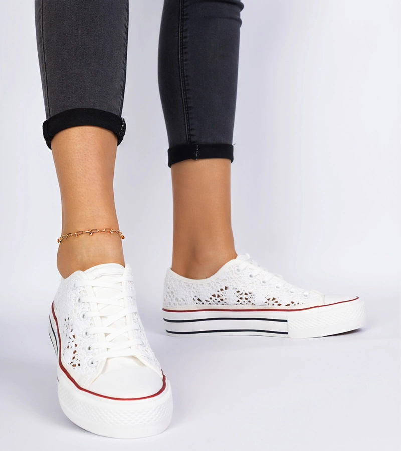 Gemre Pantofi sport albi de damă perforați Fernansis