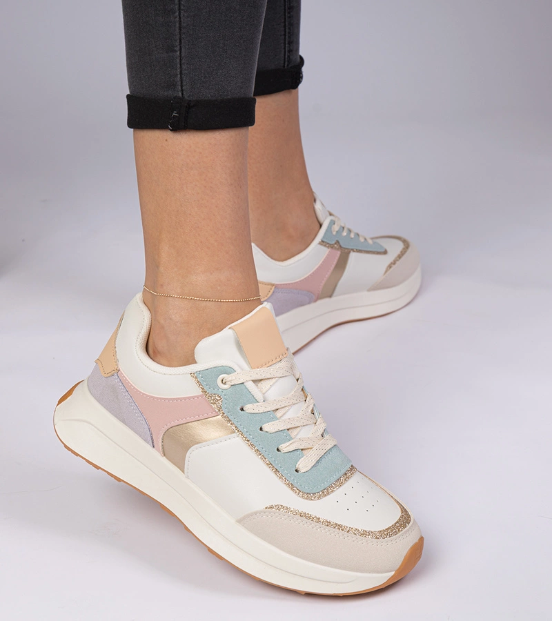 Gemre Adidași multicolori de damă cu sclipici și detalii cu model animalier Markuta