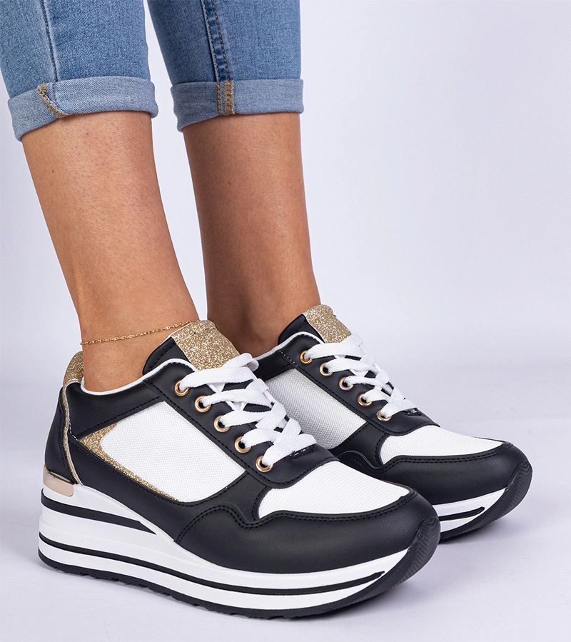 Gemre Adidași negri decorați cu sclipici și inserție metalică Olaria