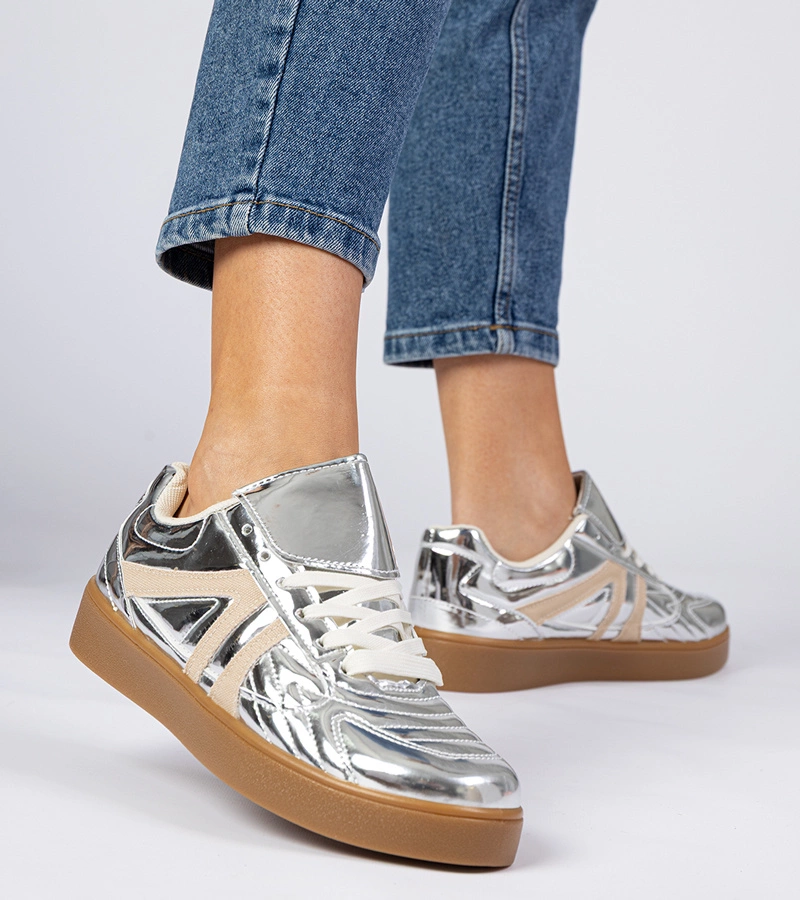 Gemre Adidași argintii lăcuiți pentru femei Keyla